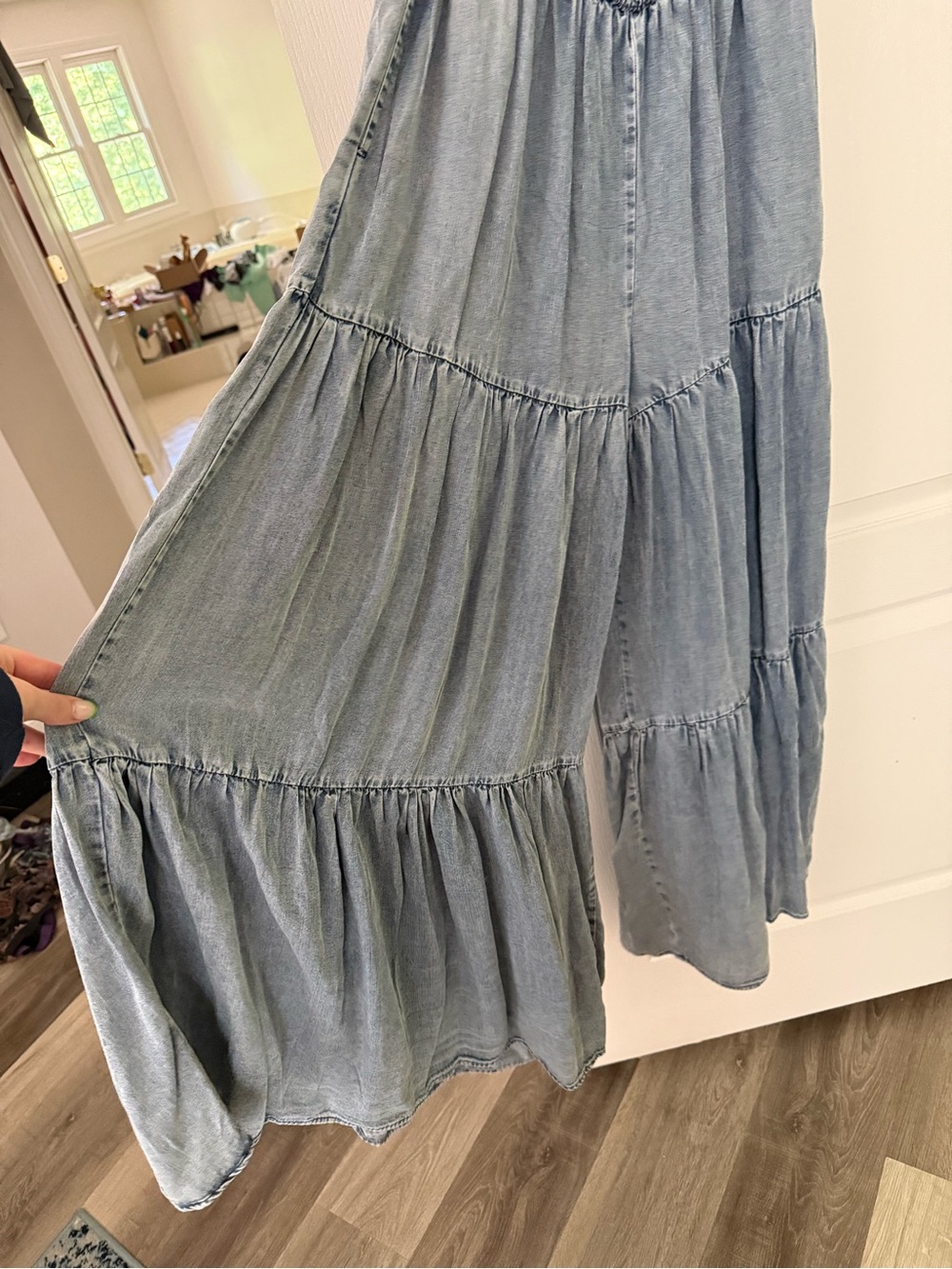 Oli & Hali Light Blue Harlow Wide Leg Chambray Jumpsuit - Picture 9 of 12